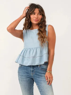 Dear John Swan Ruffle Top - Sky High