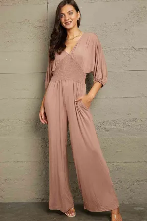 Full Size Smocking Waist Jumpsuit